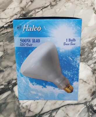 Halco 120V R40 500W Flood Pool Lamp Brass Base E26 Hard Glass  display picture 1