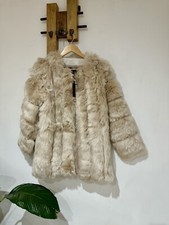 NWT MISSPAP Sand Oversized Luxe Panelled Soft Faux Fur Teddy Dress Coat Size 8