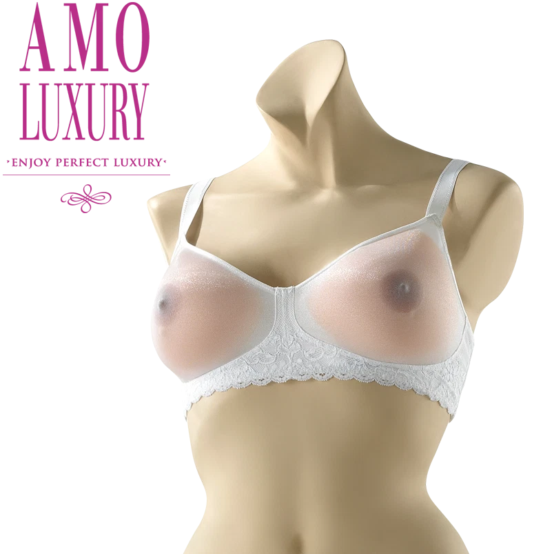 Soutien Gorge Blanc Amoluxury pour Prothèses Mammaires Faux Seins Amolux  - Photo 1/1