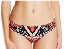 Kenneth Cole Women'sTribal Pink Orange Bikini Swimsuit Bottom M Side Tab Hipster