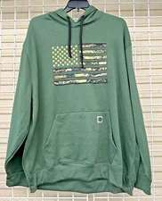 Buffalo Outdoors Green w/ Camouflage American Flag Hooded Sweatshirt  - 716300CL