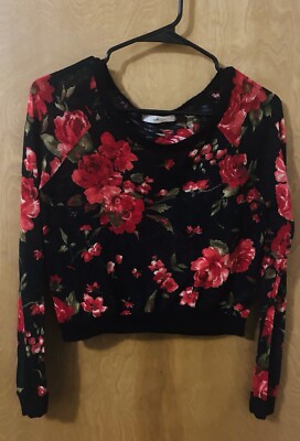 Gaze Floral Knit Crop Long sleeve, Women s Size Medium