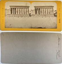 France, Nîmes, square house vintage stereo card, albumen print 8.5x17 
