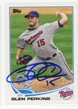 SIGNED BASEBALL CARD AUTO TOPPS 2013 GLEN PERKINS #US244 MINNESOTA TWINS