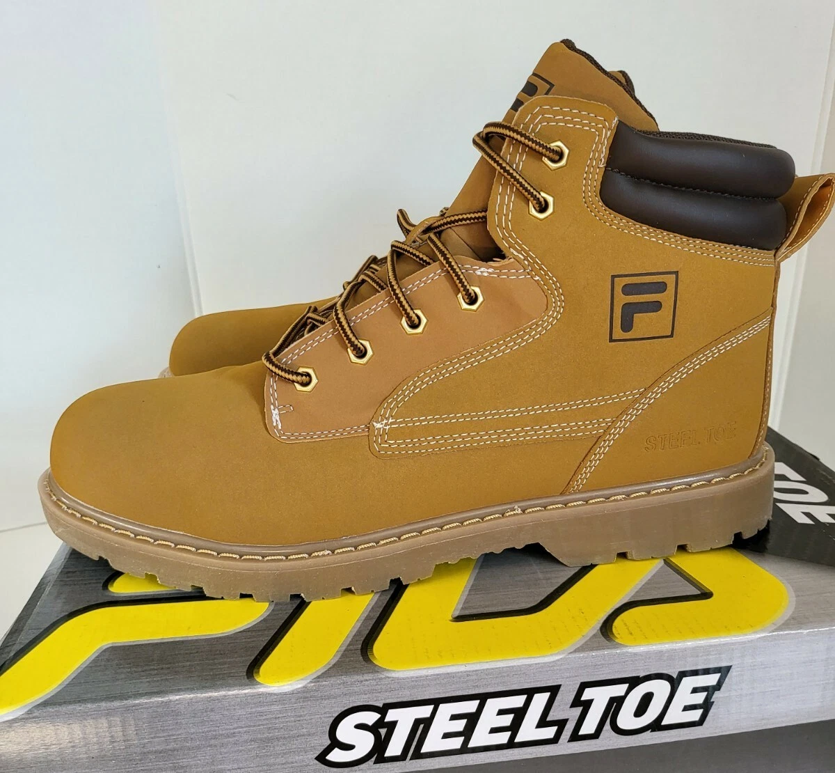 Men s Fila Landing Steel Steel Toe Work Boots Size 13M US Wheat