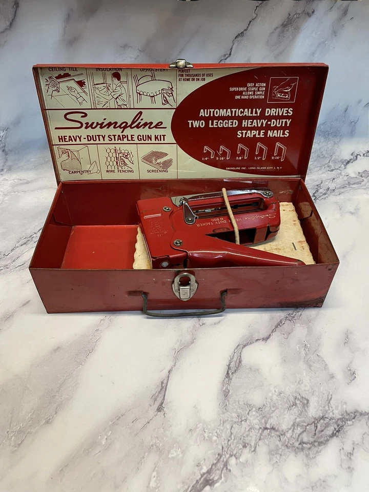 Grapadora Swingline Heavy Duty #800 de colección con grapas y grapadora de caja metálica original Foto 2 de 4