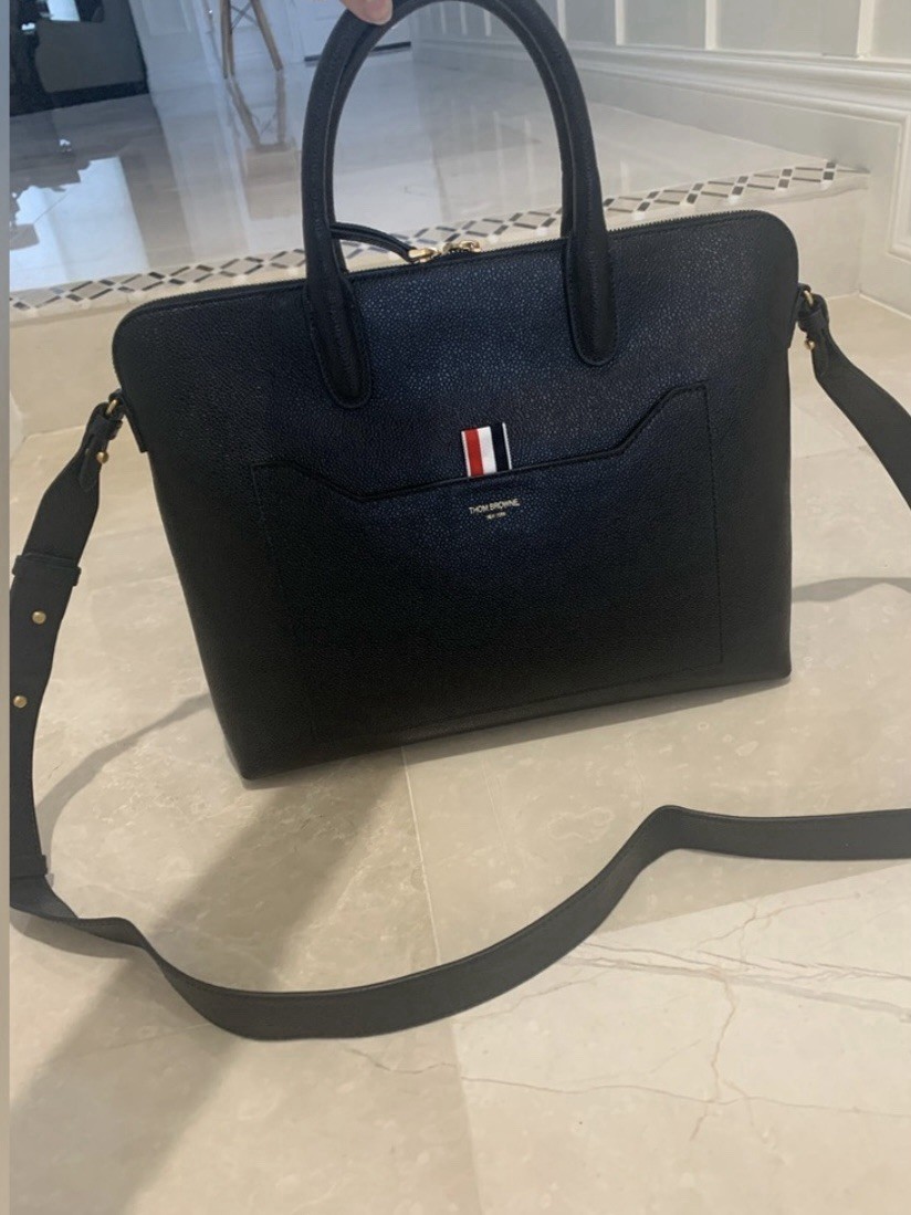 Authentic THOM BROWNE Black Pebble Grain Briefcas… - image 5