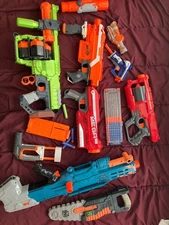 NERF Gun Lot (5 plus attachments) Without Ammo. Guns Are Used.