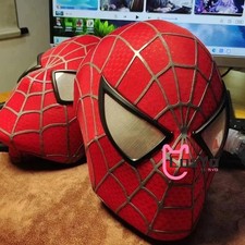1:1 Spiderman Tobey Maguire Red 3D Hood Winking Mask Adult Wearable Magnetic Eye