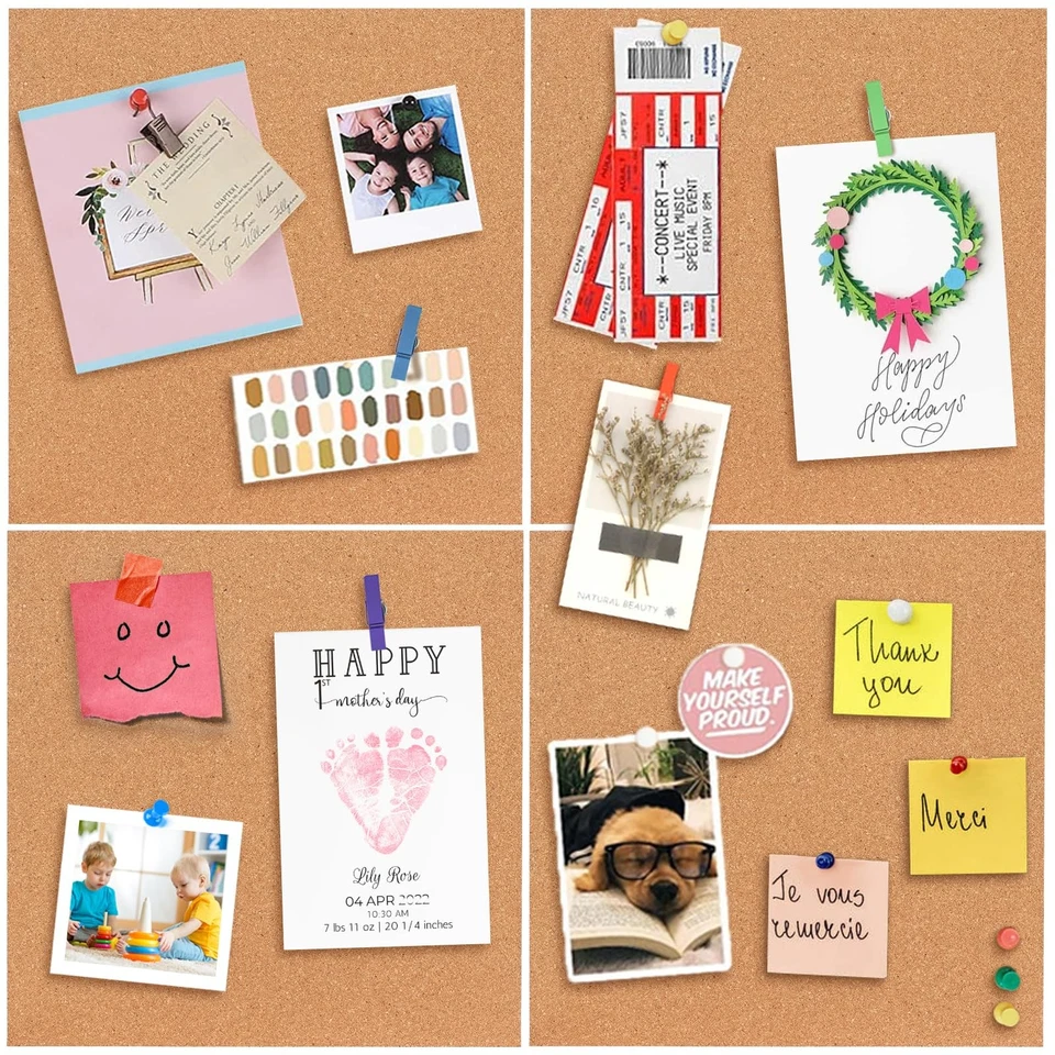 Cork Bulletin Square Board for Walls - 4 Pack Extra Thick 12x12 Inches Cork B... - Image 2 of 4