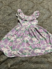 Janie And Jack Lilac Breeze Floral Ruffle Collar Dress Size 6