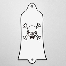 GUITAR TRUSS ROD COVER - Custom Engraved - GIBSON USA - SKULL  BONES - WHITE