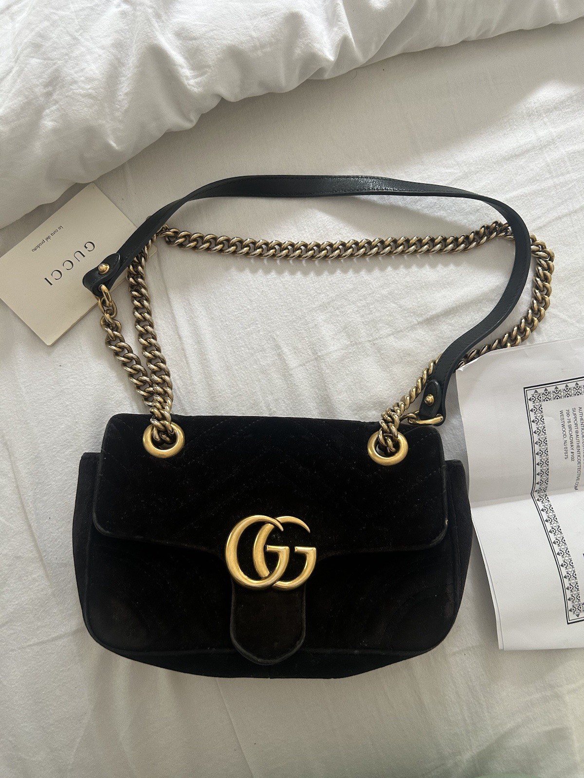 Gucci velvet Marmont bag