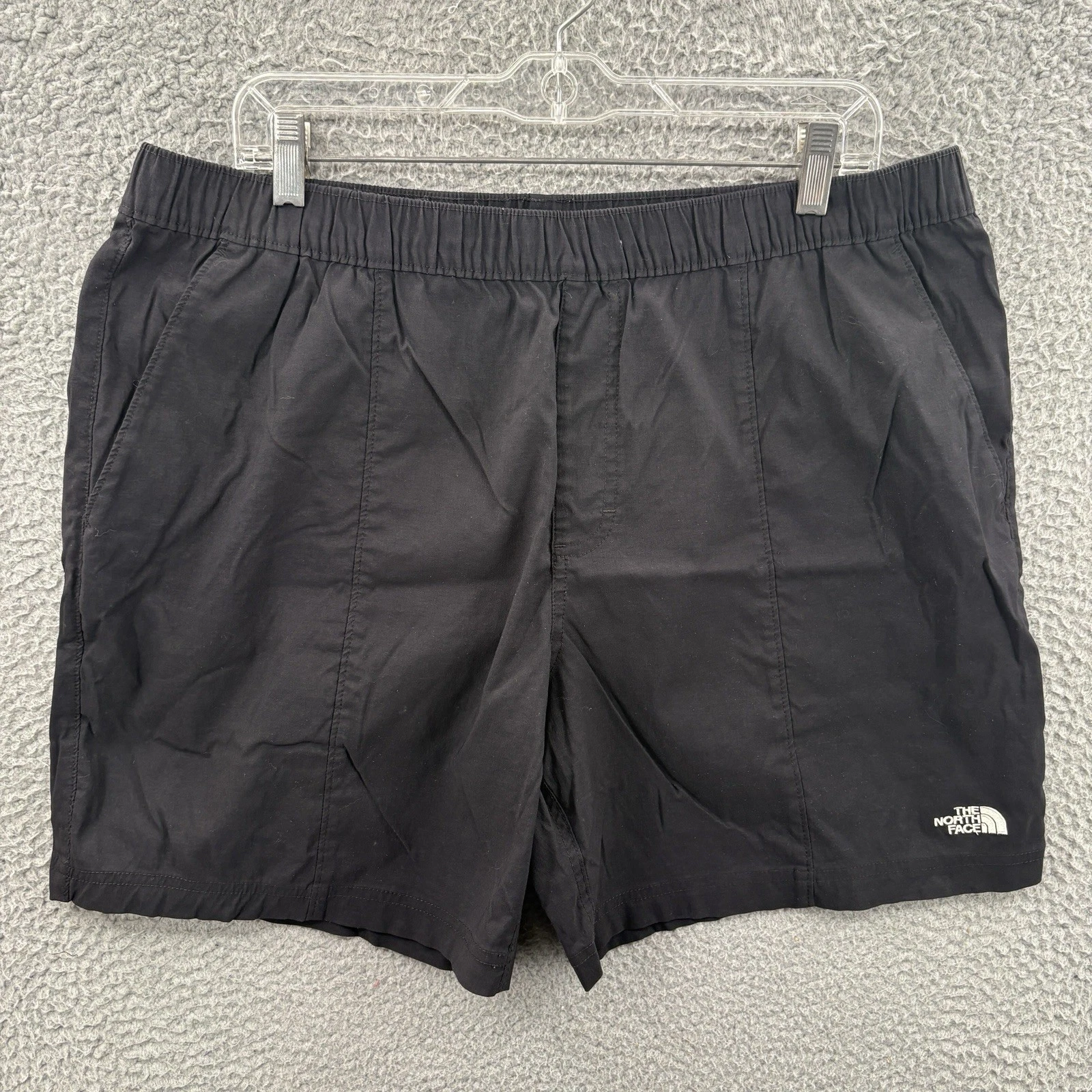 The North Face Shorts Mens XL Black White Logo Class V Hiking Outdoor Pockets