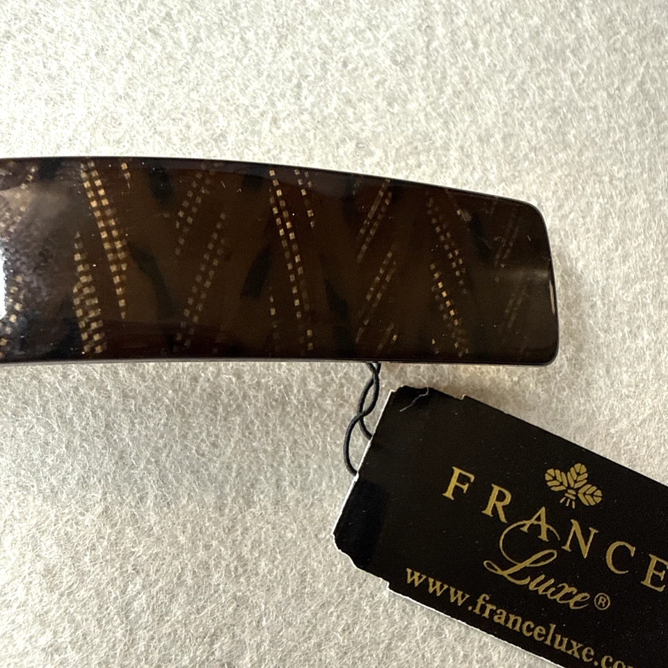 France Luxe Classic Rectangle Barrette - Brown Chevron (NEW) - Image 3 of 4