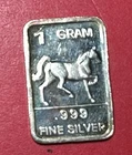 Vintage .999 FINE SILVER Mini Bar! "Horse"! 1 Gram!