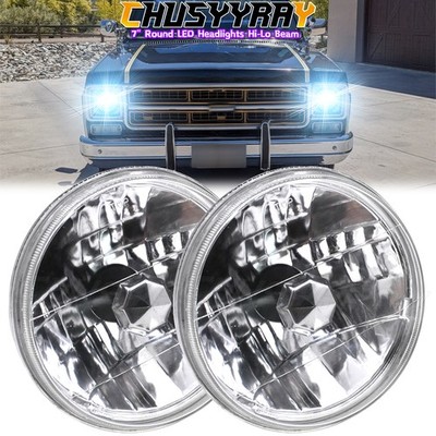 2pcs For GMC C15 C25 C35 1975 1976 1977 1978 7'' Round LED Headlights Hi-Lo Beam