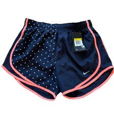 NEW Nike Tempo Running Shorts Navy Star Print Coral Trim Women  s Size Small NWT