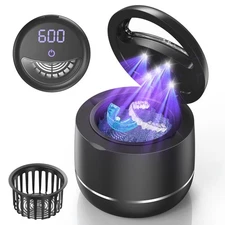 Ultrasonic Retainer Cleaner, 48kHz Denture Cleaner Machine with Dual Mode Dig...