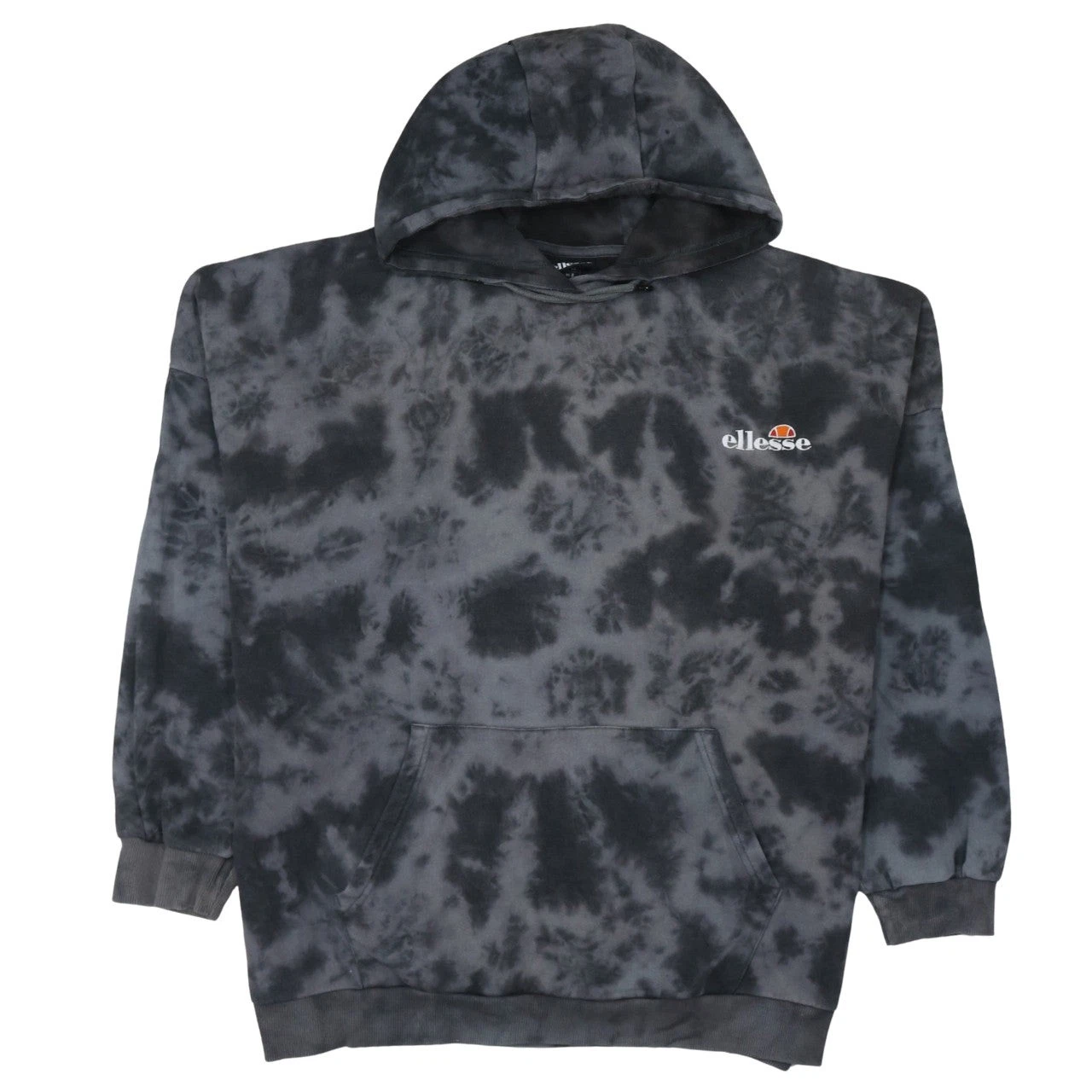 Ellesse Womens Black Tie Dye Pullover Hoodie UK 12 Cotton Casual