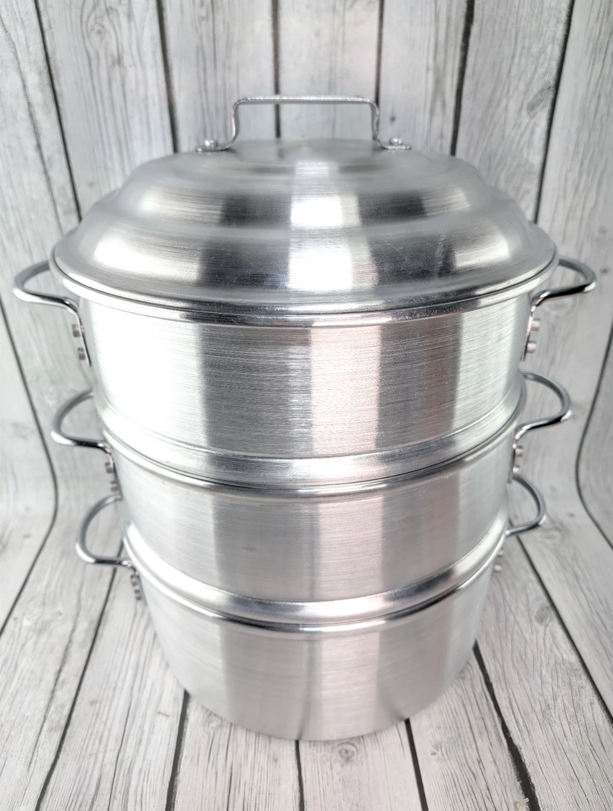 Town 3 Tier Aluminum Steamer 12" Thai Chinese Food Kitchen Seafood 2.5 Gal