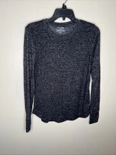 Cuddl Duds Warm Essentials M Heather Black Long Thumbhole Sleeve Pullover NWOT