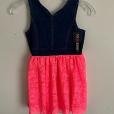 Limited Too Girls Sleeveless Dress Size 6 Denim Lace NWT