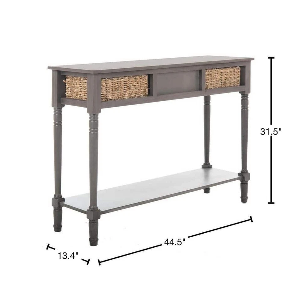 Mesa Consola SAFAVIEH 31.5" H X 44.5" L, Marco Madera Gris Rectángulo 3 Cajones Foto 4 de 4