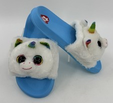 TY Shoes Diamond The Unicorn Plush Slides Slippers Shoes Girl s 4-5 NWOT