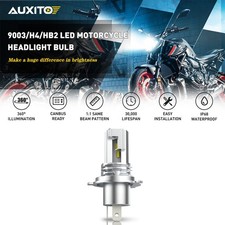 H4 Fanless 9003 Led Hid Bulb Hilo White Beam Motorcycle Headlight Bright Super