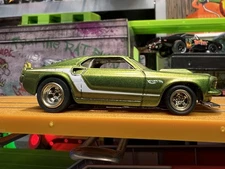 Custom Boss Mustang  Hot Wheels Slot Car 4 Gear Auto World Tuned HO 