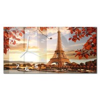 Dekorative Wanduhr Mit FließEnden Zeigern Eiffelturm Paris WeißE Zeiger 60X30 Cm