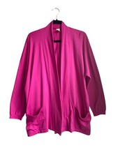 Hawaiian Cotton OS Hot Pink Open Front Cotton Jersey Cardigan Made USA