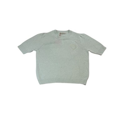 Mardi Mercredi Short Sleeve Knit Sweater Shirt Pale Green Size Medium Korean