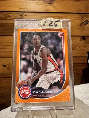 2025-26 Topps Bowman Ron Holland II Orange Foil /25 Detroit Pistons