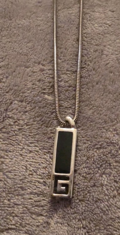 Vintage 1977 GIVENCHY G Logo Gold Plated Rope Necklace Silver bar design -Signed