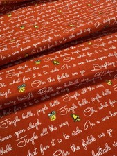 Jingle Bells Lyrics Red by Riley Blake Lindsay Wilkes Cotton Fabric Christmas