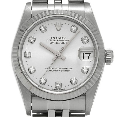 ROLEX Datejust 68274G Unisex Silver Diamond Automatic Watch #W1285