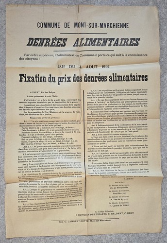 Mont-sur-Marchienne 1914 War Poster 14-18 WW1 Supply - Charleroi