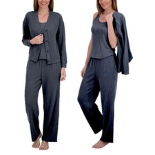 Live2Lounge Women's 3 Piece Textured Cable Knit Lounge Set, Navy, Medium