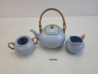Tee-Kern Teekanne Sahnekännchen Zuckerdose 50er, 60er Jahre blau #262169