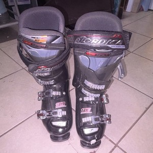 Nordica Men's Alpine Ski Boots Black Silver Red 305mm 100mm Last Buckles MPN 10