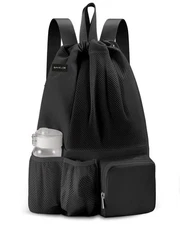 Swim Bag with Wet Pocket, Mesh Drawstring Backpack for Beach, Swimming, Snork...