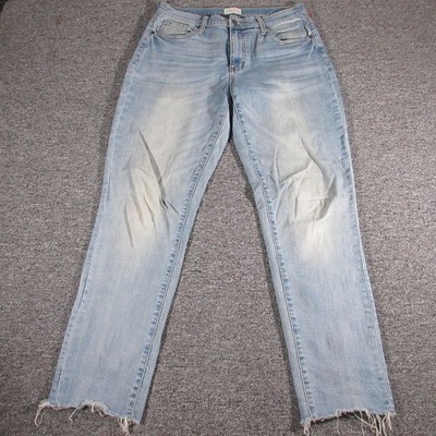 Oliver Logan Jeans Womens 29 Light Wash The Crosby Boyfriend Raw Hem Distressed