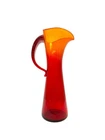 Vintage Blenko Orange Red Tall Triangle Top Pitcher Vase Handblown Art Glass