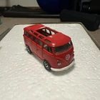 VTG 1998 Matchbox VW VOLKSWAGEN TRANSPORTER Solid Red Bus Windows Moon Roof