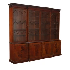 Great Antique Bookcase Mahogany Glass Doors XIX Century Original
