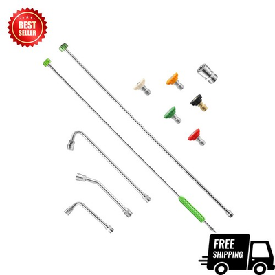 #ad Pressure Washer Extension Wand 120” w Curved Rods 5 Tips 1 4” QC $39.99