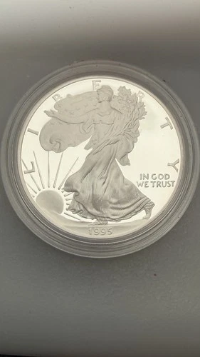 1995 P Proof American Silver Eagle 1 oz .999 Fine Silver Coin in Capsule