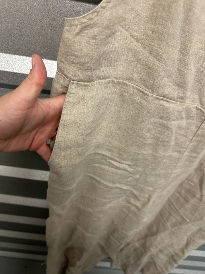 Mono mameluco para mujer Eileen Fisher beige talla mediana 100 % LINO bolsillos Foto 3 de 4